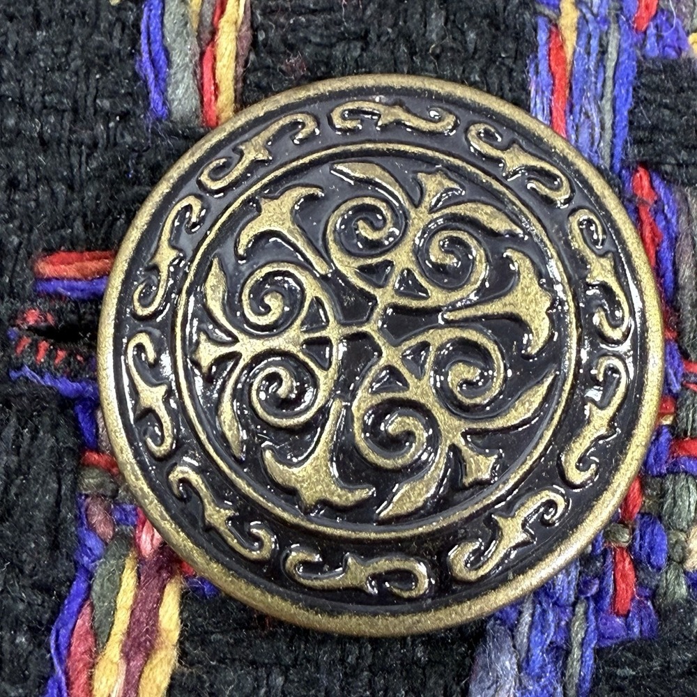 Vintage Doncaster Women's 12 Silk‎ Cropped Blazer 2 Button Brocade Jacket Celtic - Picture 10 of 13